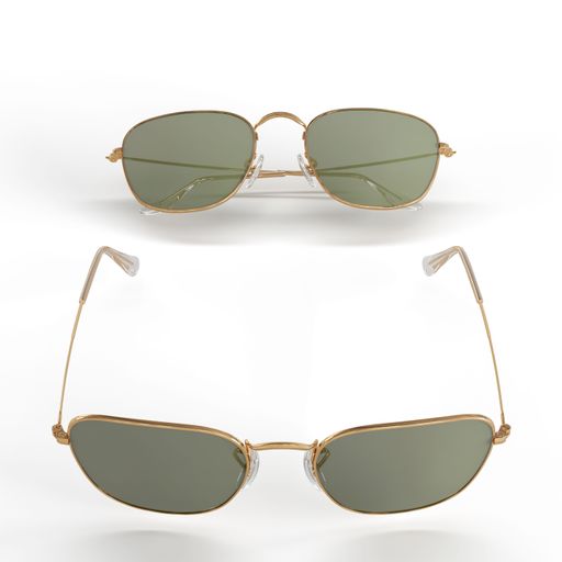A pair of class beautiful sunglasses with gold rims isolated on a white background