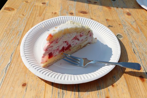 A closeup shot of a piece of delicious cake in a plate on the table