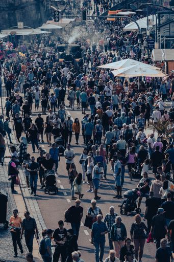 The crowd on the street at Dresden City Festival on a daytime