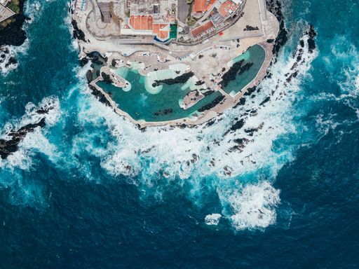 A top view of Porto Moniz, Madeira Island, Portugal