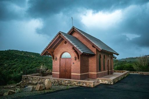 A little church at sunset during monsoon season at Fain Park in Prescott Valley, Arizona, USA