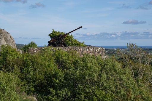 Nordberg, Norway - May 30, 2022: Nordberg fort is a coastal artillery combat facility in the Norwegian Navy. It's one of the few German coastal forts
