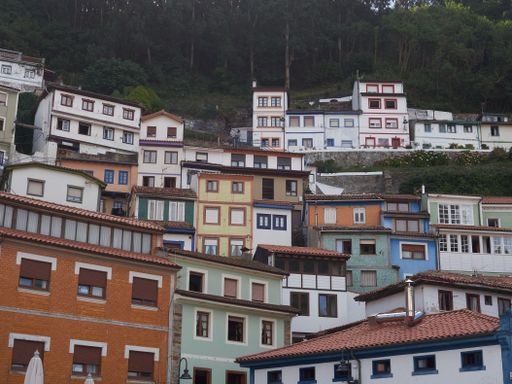 A beautiful shot of colorful historic buildings in Cudillero, Spain