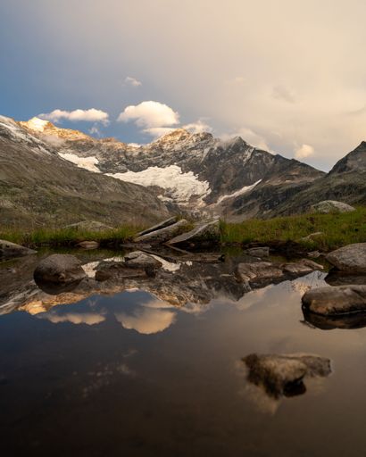 A vertical shot of the Austrian Alps in High Tauern National Park.