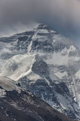 A vertical shot of the Mount Everest in Xigaze Everest National Park, Tibet, China.