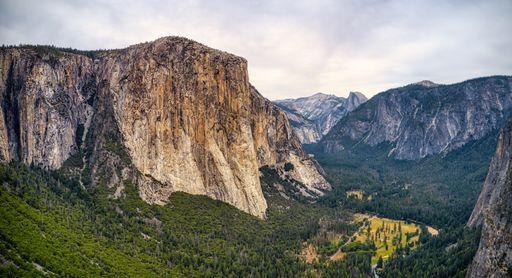 A scenic view of the valley from Yosemite National Park in California, USA
