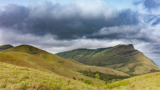 Cloudy view of a valley in Western Ghats India Mountain range, Karnataka