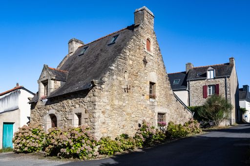 Arz island in the Morbihan gulf, France, a typical cottage in the village