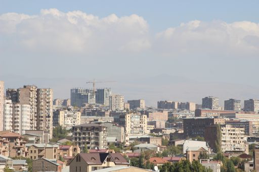 An aerial shot of Yerevan residential area