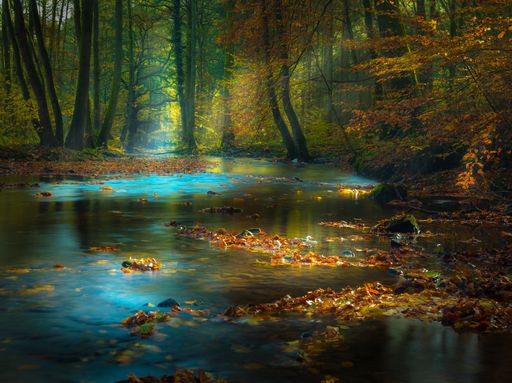 The sun shining through the trees on a beautiful river in the middle of a tropical forest