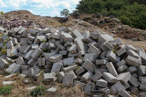A pile of paving slabs