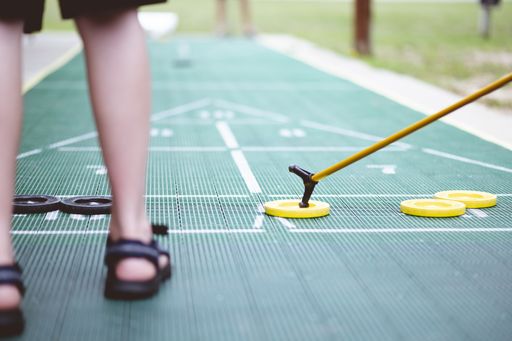 A selective focus shot of shuffleboard game