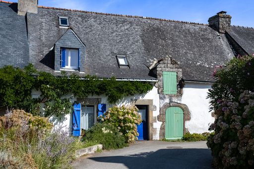 Arz island in the Morbihan gulf, France, a typical cottage in the village