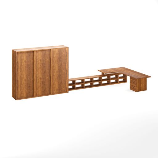 modern minimal furniture with white background studio style, its mixer of different wooden vs concrete textures, some are wireframe and pink furniture