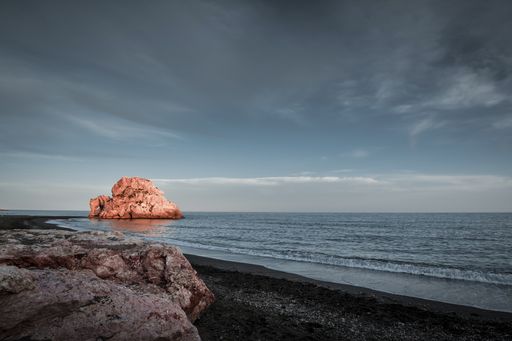 Malaga Beach, El Penon del Cuervo. Long exposure photo of the Mediterranean Sea.