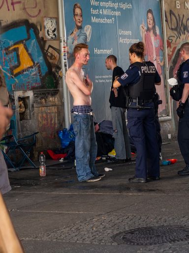 Tramps arrested at Alexander Platz Berlin, today August 21, 2020.
