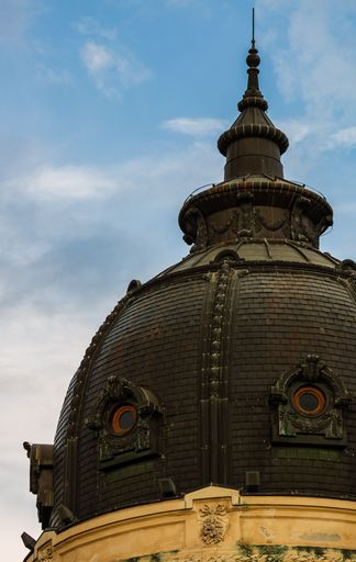 The dome of the National Library at Calea Victoriei in Bucharest