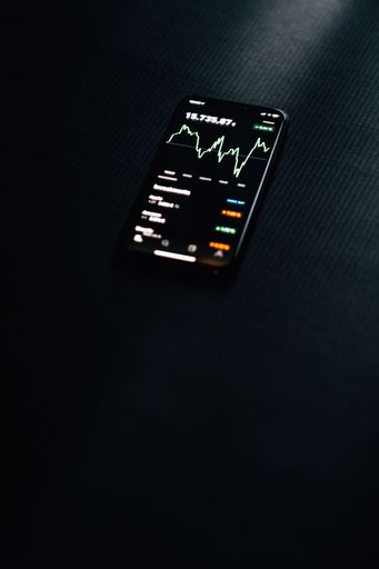 A closeup of performance graph on a mobile app on a black background