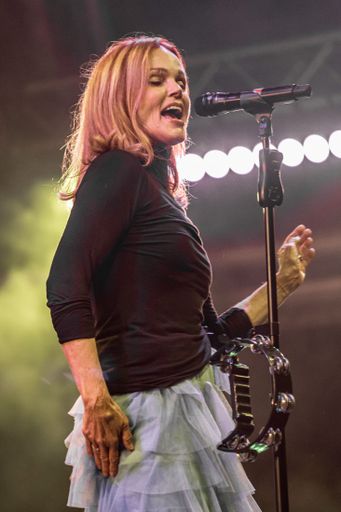 Belinda Carlisle headlining the main stage of Friday of Watchet Music Festival in Somerset 2022. The last festival before their 2023 fallow year.
