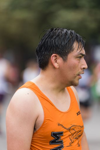 Man running the 39rd International Marathon of Mexico city on the street