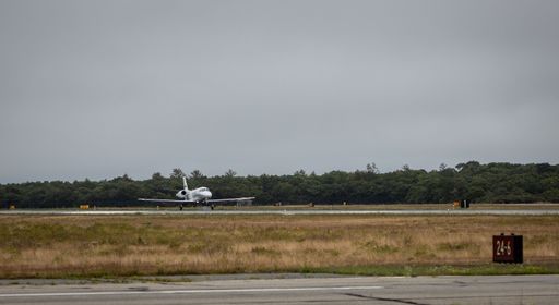 A private jet taking off from Marthas vineyard airport