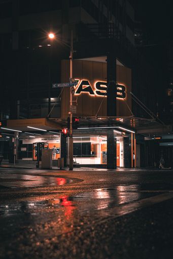 A vertical shot of the ASB branch in Auckland CBD, New Zealand