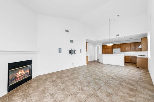 The empty living room and kitchen - A house renovation scene