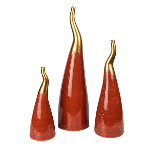 A red ceramic vase for luxury living room decoration isolated on the white background