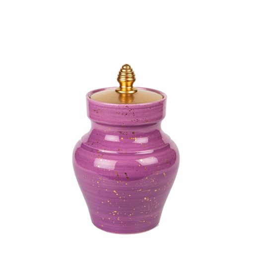 A purple ceramic box for luxury living room decoration isolated on the white background