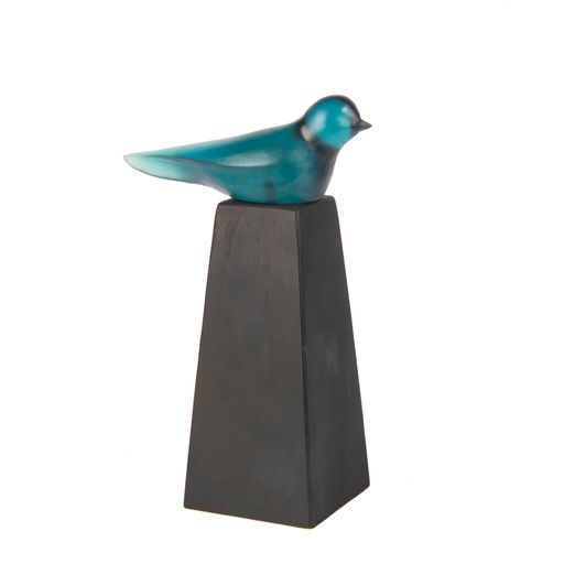 A glass sculpture of bird figure for luxury house decoration isolated on white background