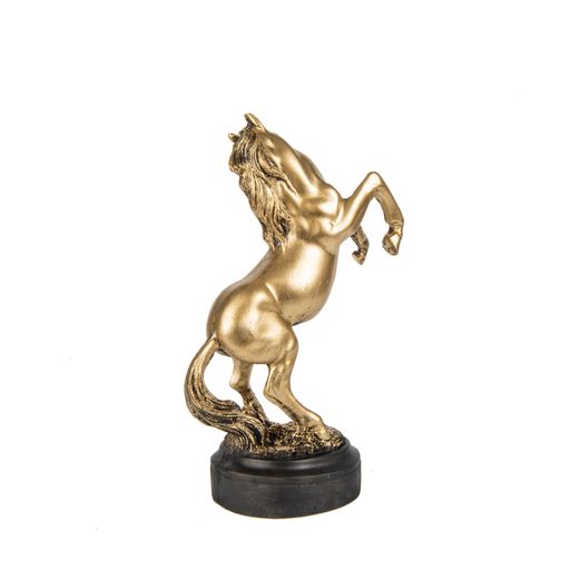 A golden horse sculpture on a white background - decoration for an interior