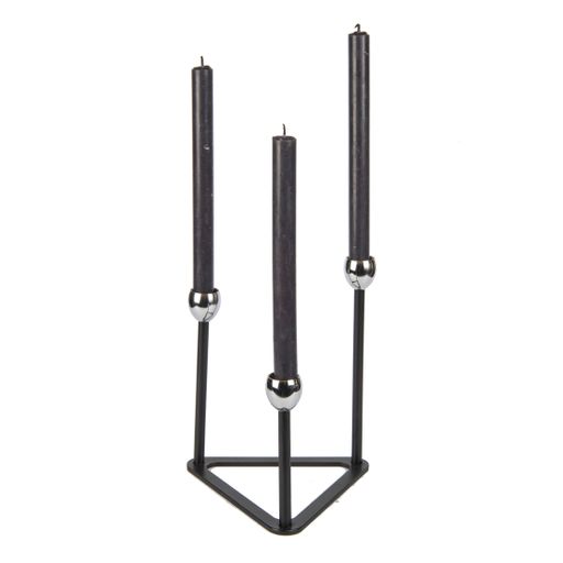 A minimalistic black candle holder on a white background - decoration for an interior