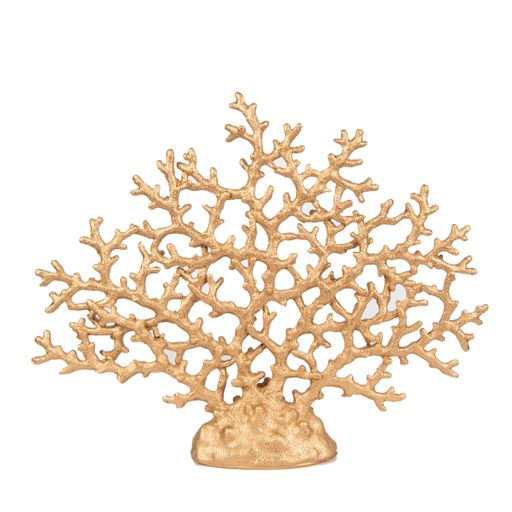 A golden coral shaped statue accessory on a white background - interior decoration