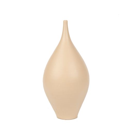 A minimalistic white ceramic convex vase on a white background - decoration for an interior