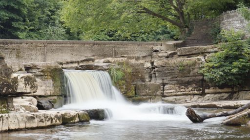 A beautiful view of Richmond falls on River Swale in North Yorkshire, England