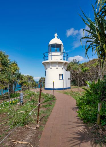 A vertical shot of the Fingal Head lighthouse in Fingal Head, New South Wales, Australia