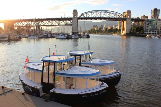 A view of boats and yachts at False Creek, Vancouver, British Columbia, Canada