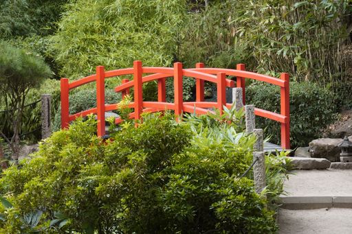 bridge in the Zen garden - symbol of the transition from one area of life to the next - jewel of the Japanese garden in Kaiserslautern