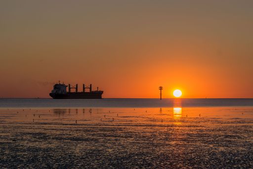 A scenic view of the sea during the fascinating sunset