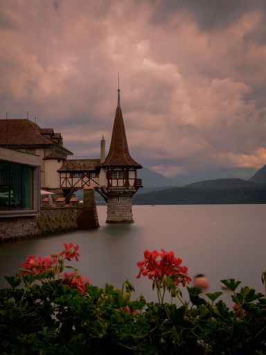A beautiful shot of Oberhofen Castle near the Lake Thun in Switzerland