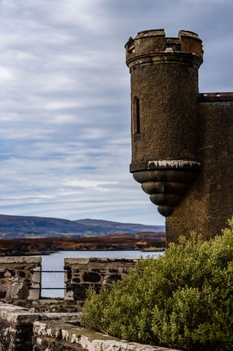 A vertical shot of the Dunvegan Castle on the Isle of Skye, Scotland UK