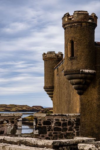 A vertical shot of the Dunvegan Castle on the Isle of Skye, Scotland UK
