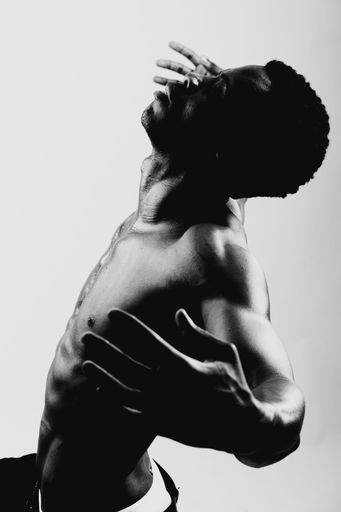 Black male portrait shoot in the studio done in monochrome.