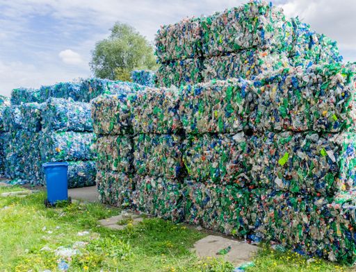 A pile of plastic waste for recycling