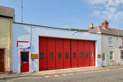 The red building of  Fire Station on South Street in Ventnor on the Isle of Wight