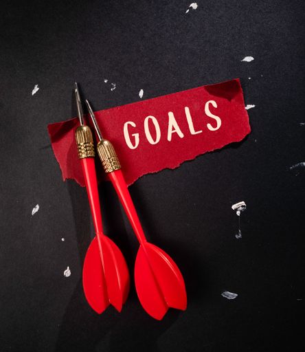 Close up conceptual shot of a business idea showing Goal