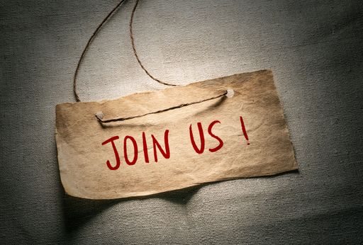 Close up conceptual shot of a business showing Join idea