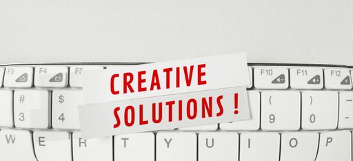 Close up conceptual shot of a business idea showing Solution