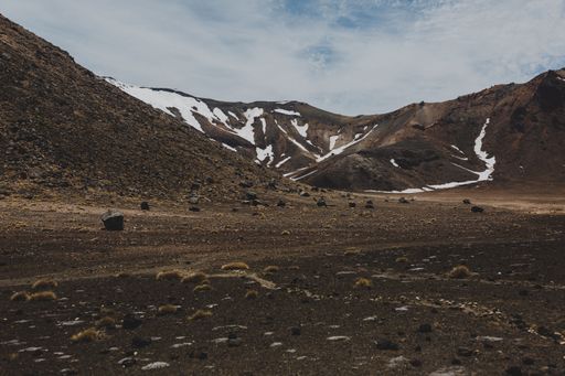 Wide Shot Of Mountains And Volcanoes On The Tongariro Crossing In New Zealand