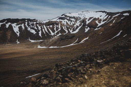 Wide Shot Of Mountains And Volcanoes On The Tongariro Crossing In New Zealand